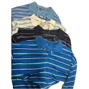 Lot Of 4 Lone Cypress Pebble Beach Polo Shirt Mens XL Colors Stripe Performance